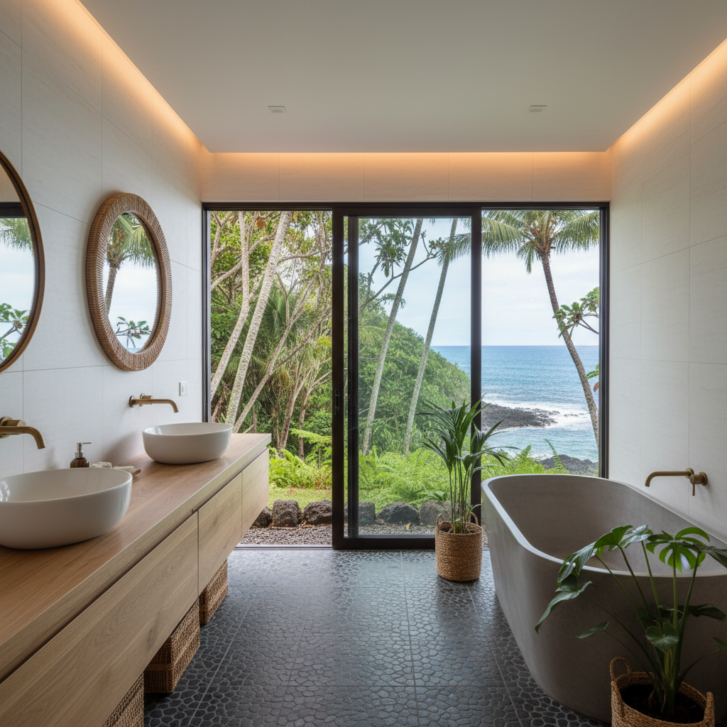 Finished bathroom remodel in Hana, Maui