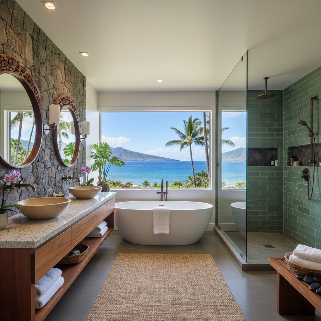 Finished bathroom remodel in Honolulu, O'ahu