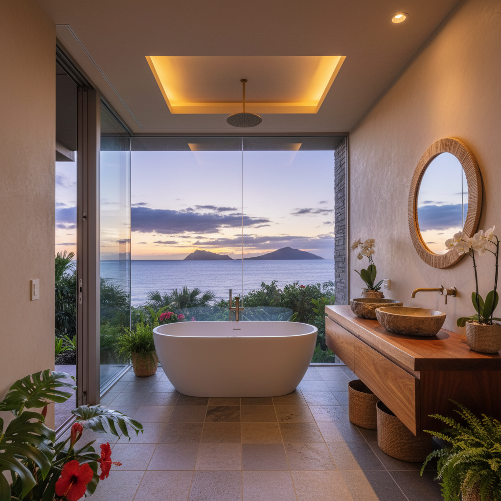 Finished bathroom remodel in Kailua, O'ahu