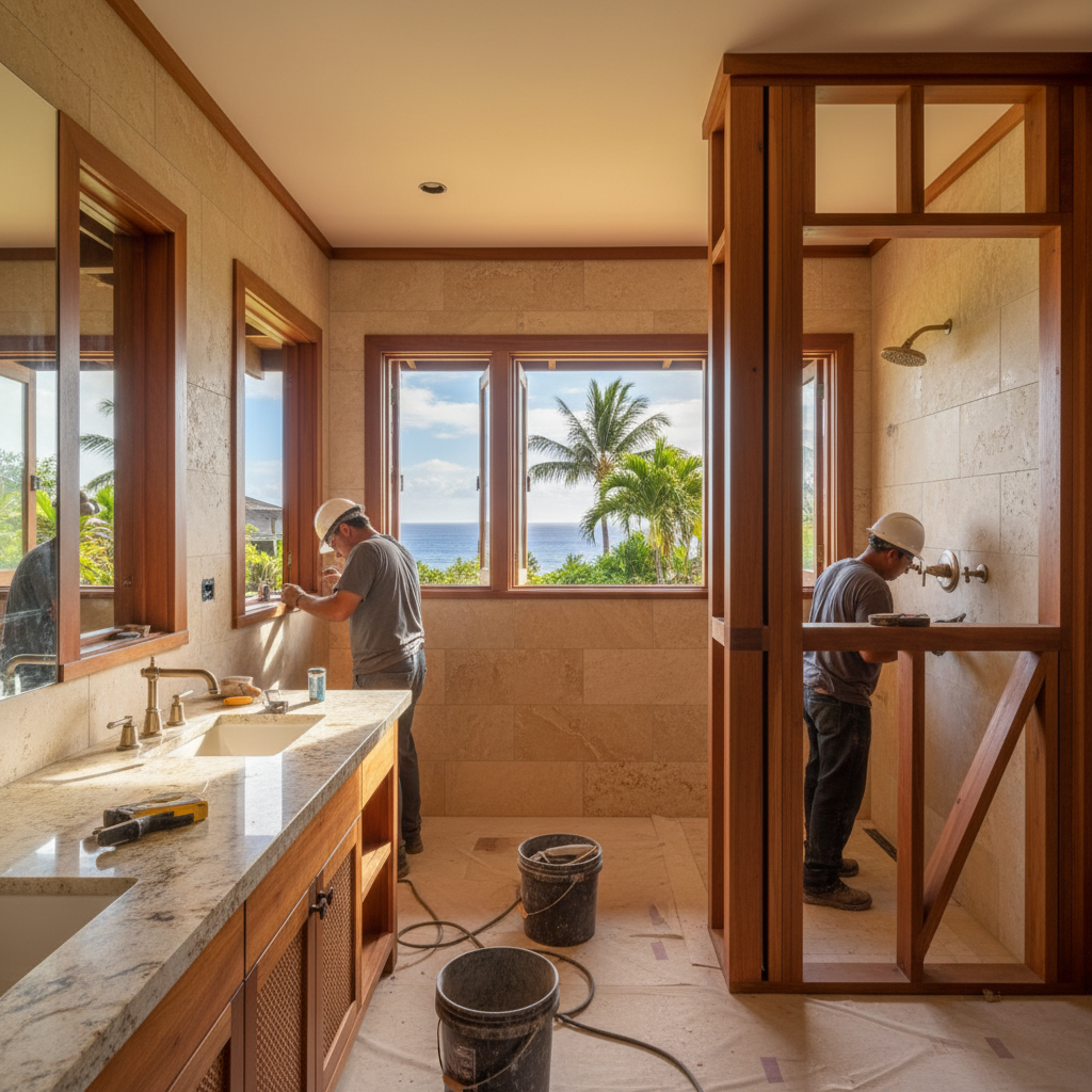 Bathroom Remodel project in Kapalua - Warrior Construction Hawaii