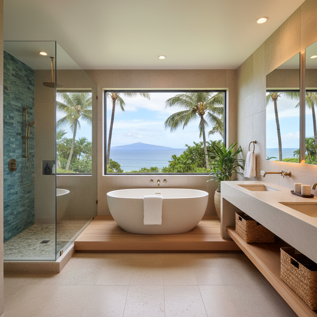 Finished bathroom remodel in Kapalua, Maui