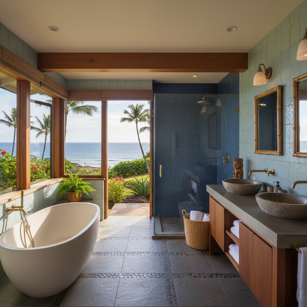 Finished bathroom remodel in Makawao, Maui