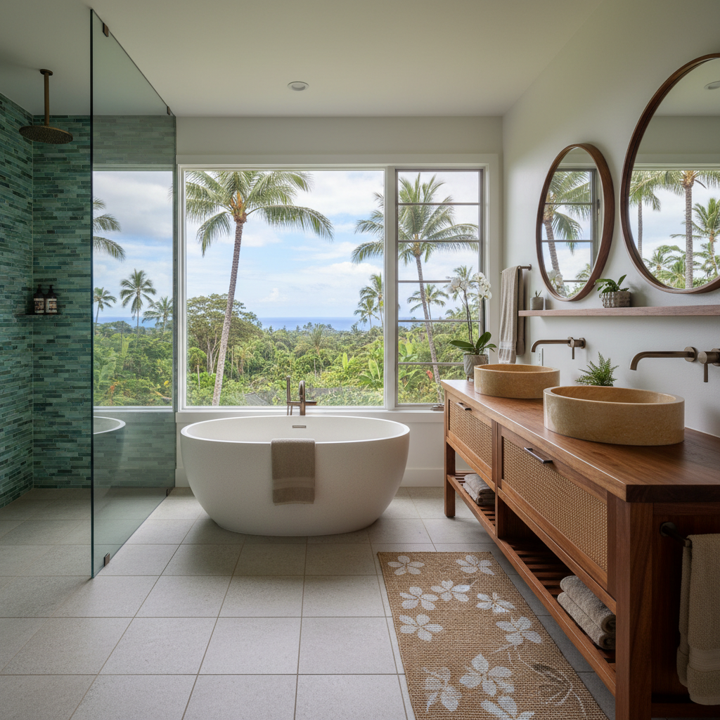Finished bathroom remodel in Manoa, O'ahu
