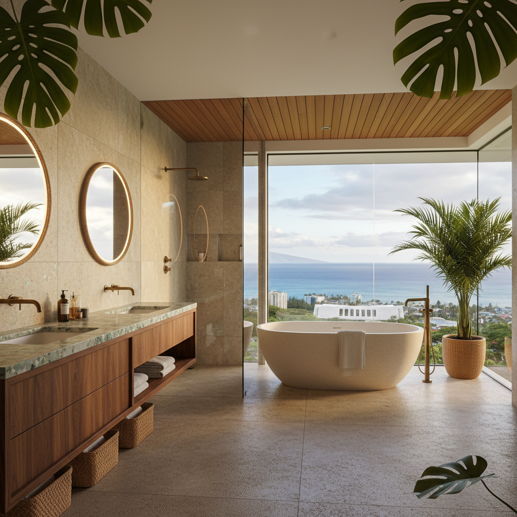 Finished bathroom remodel in Pearl City, O'ahu