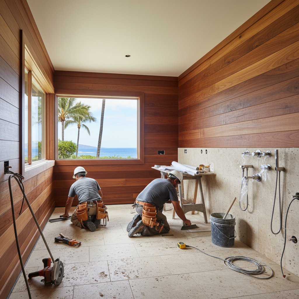 Bathroom Remodel project in Po'ipu - Warrior Construction Hawaii