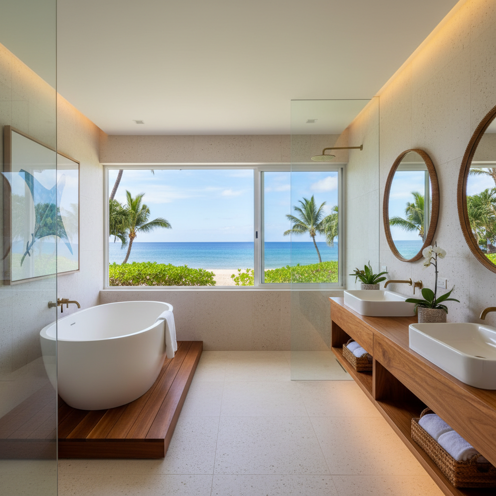 Finished bathroom remodel in Po'ipu, Kaua'i