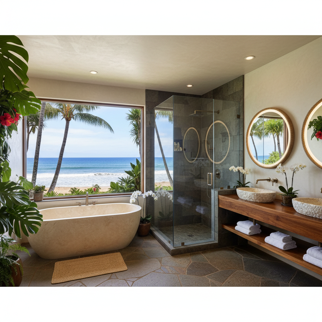 Finished bathroom remodel in Wailuku, Maui