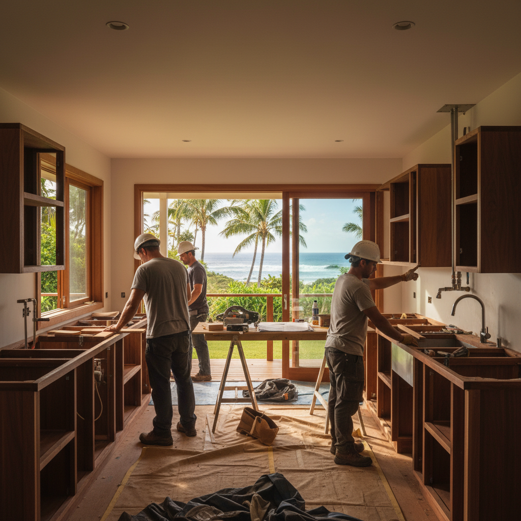 Kitchen Remodel project in Hanalei - Warrior Construction Hawaii