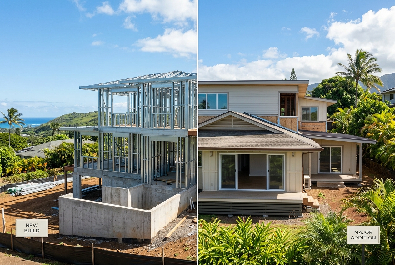 How much does a new build cost compared to a major addition in Honolulu? — Warrior Construction Hawaii